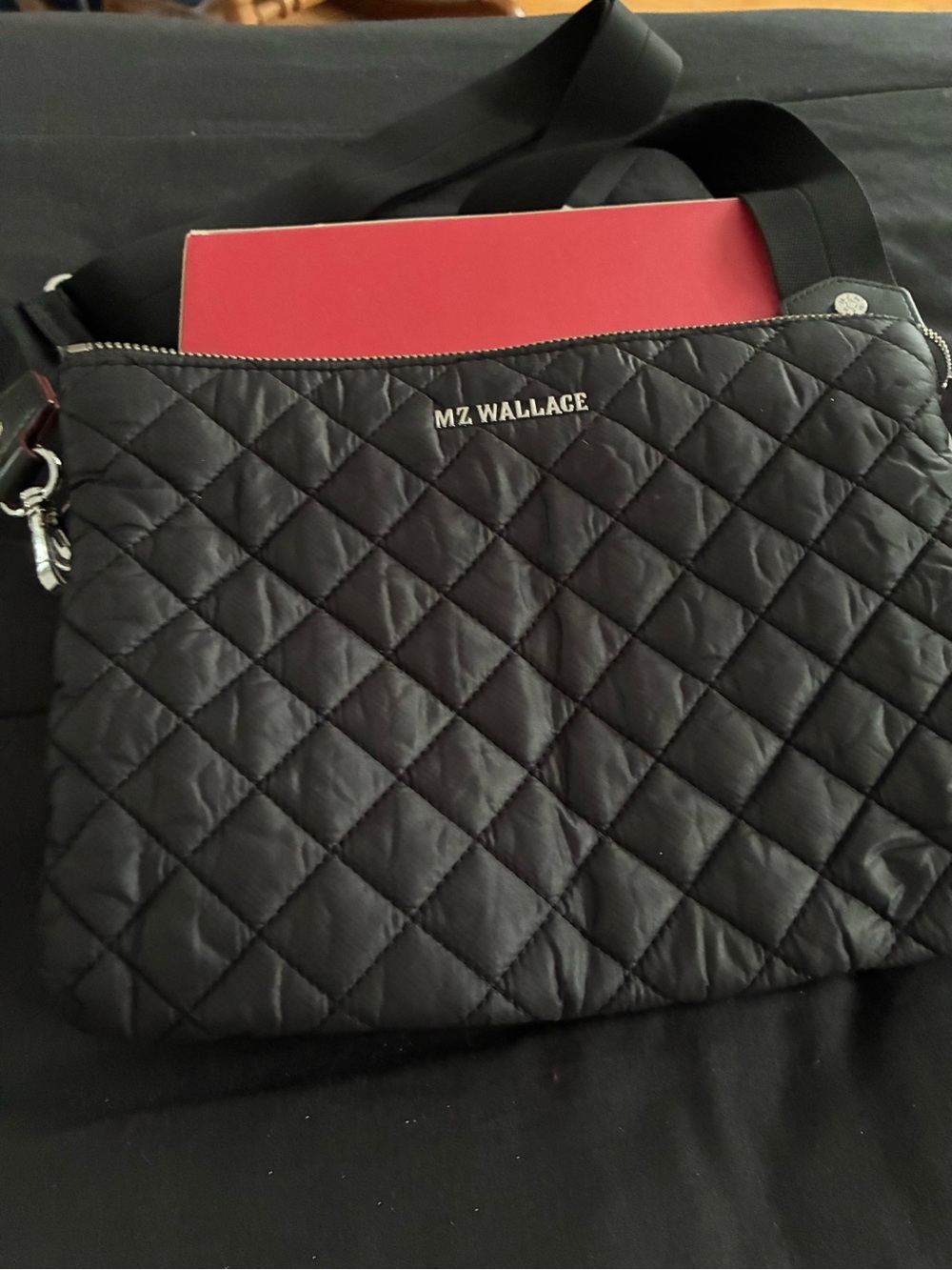 MZ Wallace Black Quilted Messenger Crossbody Bag